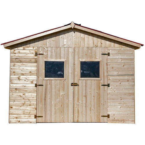 Habrita - Abri panneau bois massif sans plancher épaisseur 16 mm - Surf. 9,00 m2 - Aménagement extérieur
