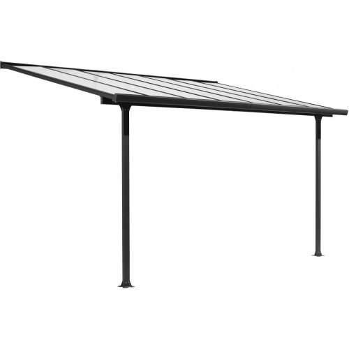 Habrita - Toit terrasse Aluminium avec rideau d'ombrage extensible et toit plaques en Polycarbonate de 6 mm Habrita  - Abris de jardin en bois