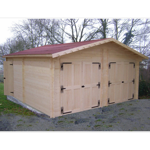 Habrita - Garage double madriers bois massif double rainurage épaisseur 42 mm - Carports