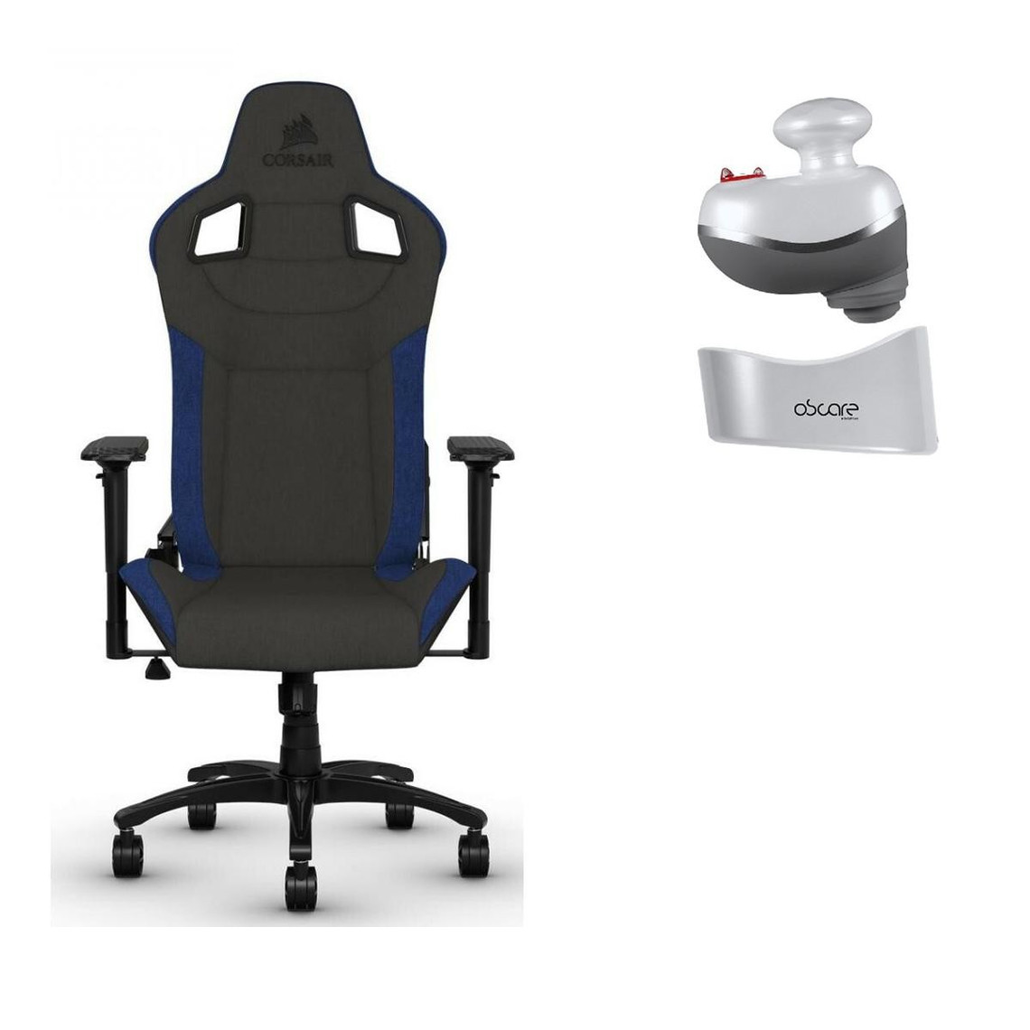 Corsair T3 RUSH Fabric Gaming Chair - Blue/Black + Appareil de massage par percussion GM001 OFFERT