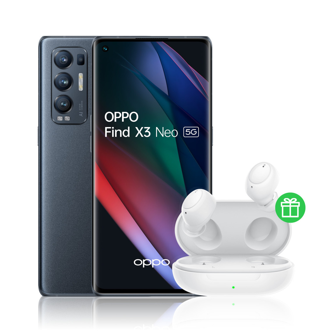Oppo Find X3 Neo 5G - 256 Go - Noir + Enco Buds - Blanc