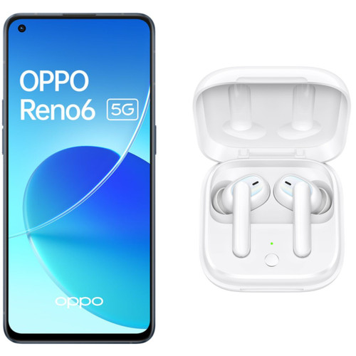 Oppo - Reno6 - 5G - 8/128 Go - Noir Stellaire + Enco W51 - Ecouteur Bluetooth - Blanc - Oppo Reno Téléphonie