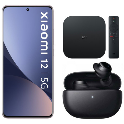 گوشی هوشمند اندروید XIAOMI 12 - 256 گیگابایت - خاکستری + Mi Box TV S - 4K Android TV درگاه چندرسانه ای + Redmi Buds 3 Lite (مشکی)