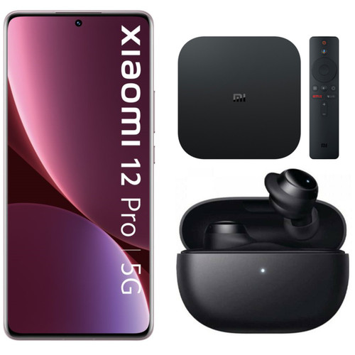 XIAOMI - 12 PRO - 256 Go - Violet + Mi Box TV S - Passerelle multimédia 4K Android TV + Redmi Buds 3 Lite (Noir) - Xiaomi Redmi Téléphonie