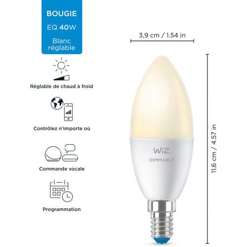 Wiz Ampoule connectée E14 - Blanc chaud variable