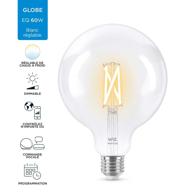 Wiz Ampoule connectée E27 - Globe 125 - Blanc variable