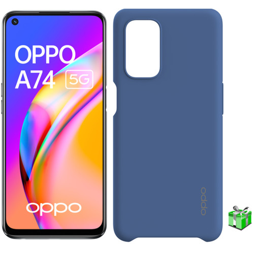 Oppo - A74 - 5G - 128 Go - Silver  + Coque Silicone A54/A74 - Bleu OFFERTE - Smartphone Android