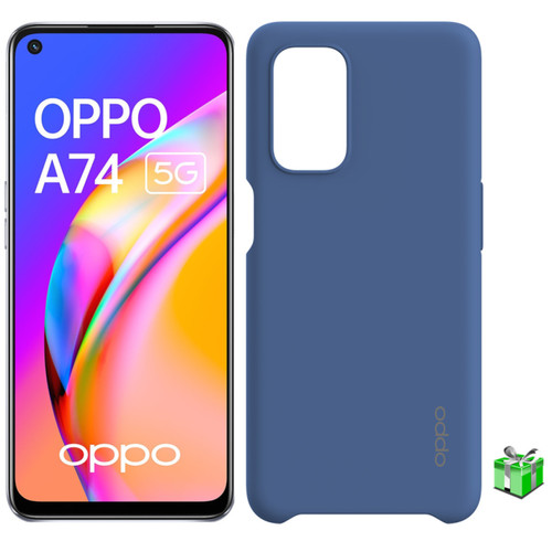 Oppo - A74 - 5G - 128Go - Noir + Coque Silicone A54/A74 - Bleu OFFERTE - Smartphone Oppo