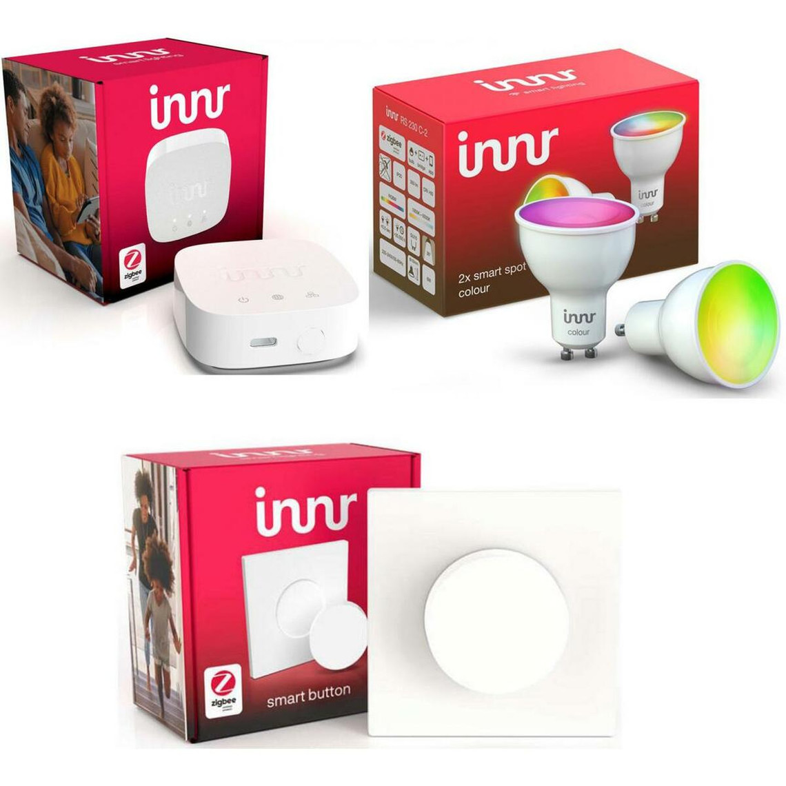 Ampoule connectée Innr Kit de démarrage avec Pont, 2 Ampoules Zigbee GU10 blanc/couleur et Télécommande