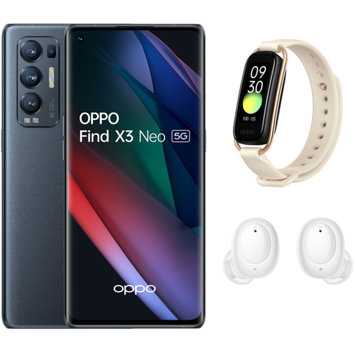 Oppo - Find X3 Neo 5G - 256 Go - Noir + Enco Buds - Blanc + Band Style - Vanille - Smartphone Android