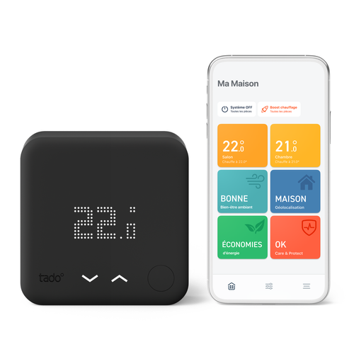 Tado -Thermostat connecté et Intelligent Filaire Kit de démarrage V3+ Black Edition Tado  - Chauffage