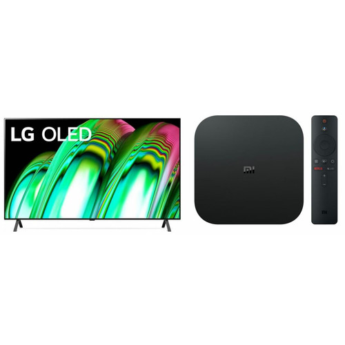 LG -TV OLED 55" 139 cm - OLED55A2 - 2022 + Mi Box TV S - Passerelle multimédia 4K Android TV LG  - Nos meilleures offres pour regarder le match !