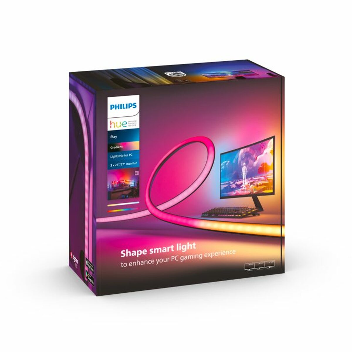 Moniteur PC Pack Gaming immersif - Moniteur Gigabyte 32" (LED M32U) + Pack Lightstrip PC Philips Hue 32/34" (pont de connexion et prise connectée Hue inclus)