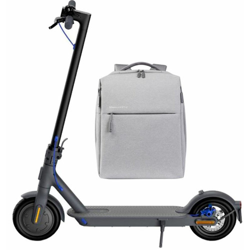 XIAOMI - Mi Electric Scooter 3 + Sac à dos - Mi Bag - City - Gris clair - Trottinette électrique