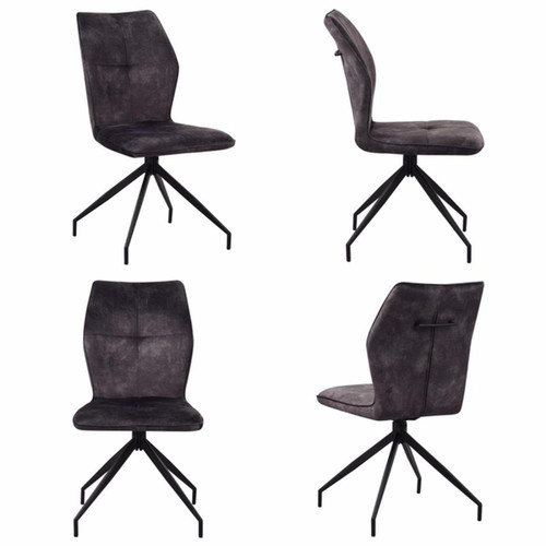 3S. x Home - Lot de 4 chaises JULES gris anthracite - Chaise Design