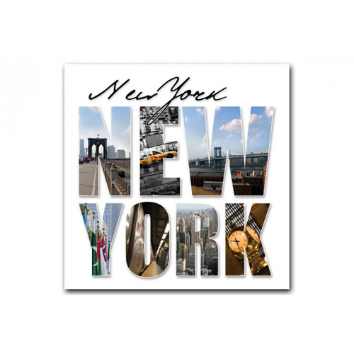 DECLIKTABLEAU - Tableau New York Lettres Panorama 50X50 cm - Tableaux, peintures Blanc