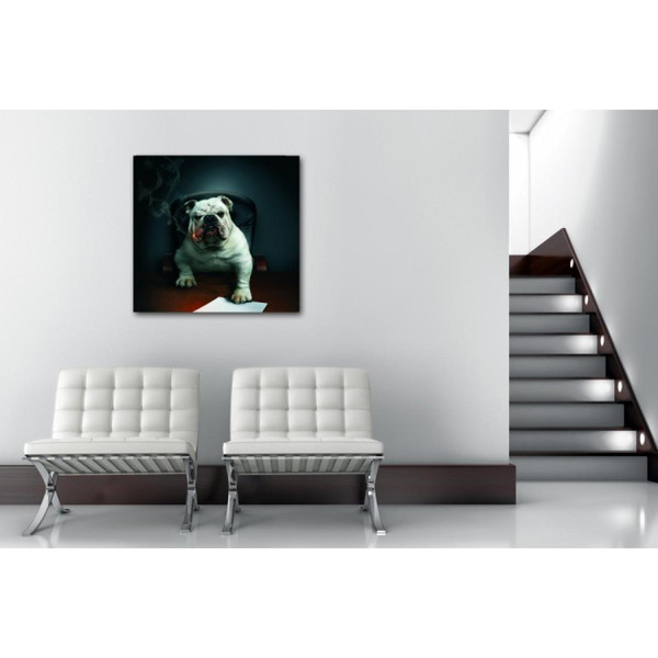 DECLIKTABLEAU Tableau Animaux Chien Bulldog avec Cigare 60X60 cm