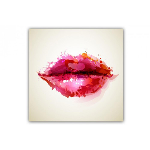 DECLIKTABLEAU - Tableau Bouche Abstraite et Glamour 50X50 cm - Décoration Rouge