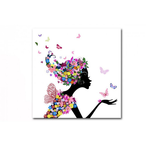 DECLIKTABLEAU - Tableau enfant Fée des Fleurs 50X50 cm DECLIKTABLEAU  - Maison Multicolour
