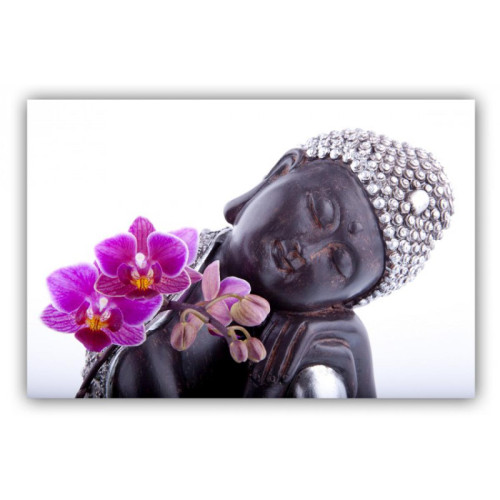 DECLIKTABLEAU - Tableau Zen Bouddha et Fleur L.80 x H.55 cm - Décoration Violet