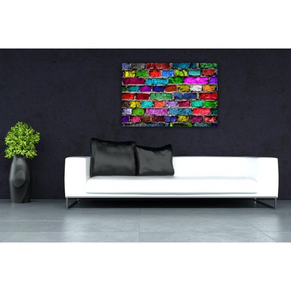 Tableaux, peintures DECLIKTABLEAU Tableau pop art Mur de briques multicouleur 80x55 cm