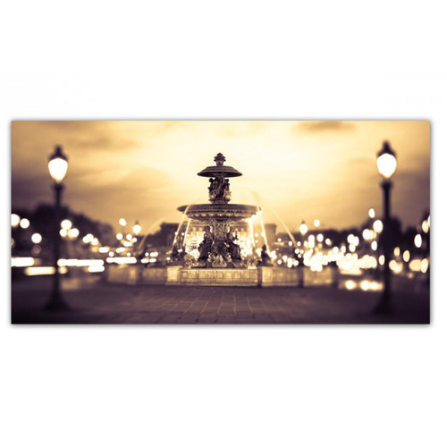 DECLIKTABLEAU - Tableau Villes Panoramique Fontaine Parisienne 90 x 30 cm - Décoration Blanc