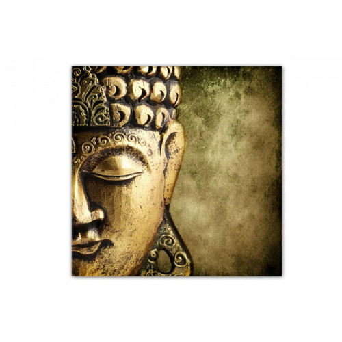 DECLIKTABLEAU - Tableau Zen Bouddha d'Or 50X50 cm DECLIKTABLEAU  - Housse coussin 50x50