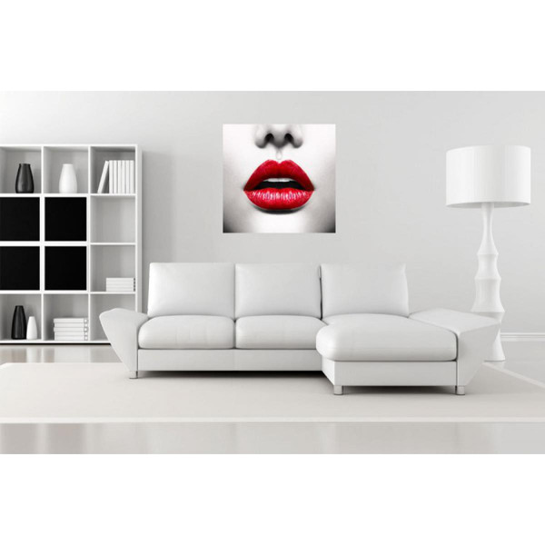 Tableaux, peintures Tableau Pop Visage de Femme avec Bouche Rouge 50X50 cm