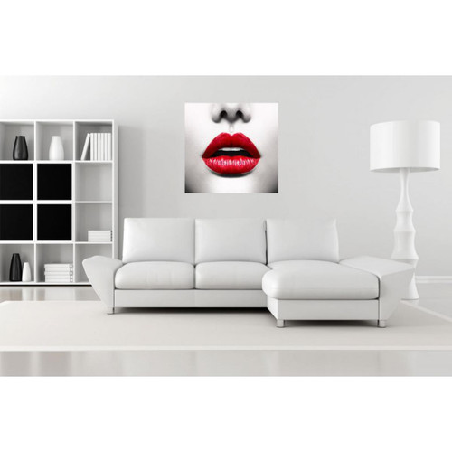 Tableaux, peintures Tableau Pop Visage de Femme avec Bouche Rouge 80X80 cm