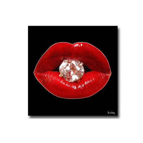 DECLIKTABLEAU - Tableau pop rouge Bouche diams 60x60 cm - Décoration Rouge