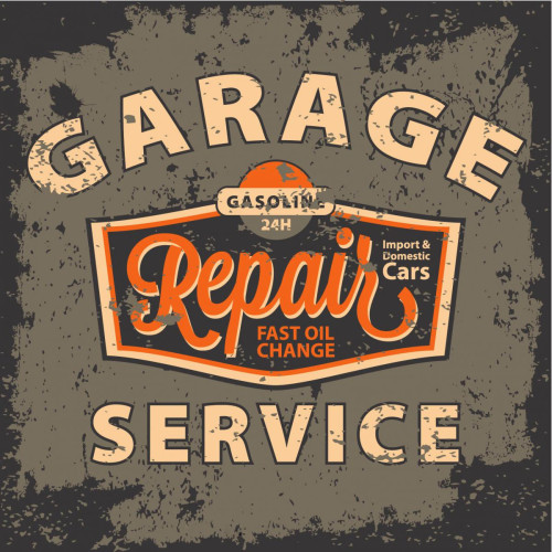 DECLIKTABLEAU - Tableau Vintage Garage Repair Service 50X50 DECLIKTABLEAU  - Housse coussin 50x50