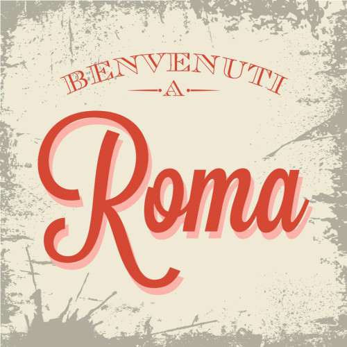 DECLIKTABLEAU - Tableau Retro Bienvenue A Roma 50x50 - Décoration Rouge