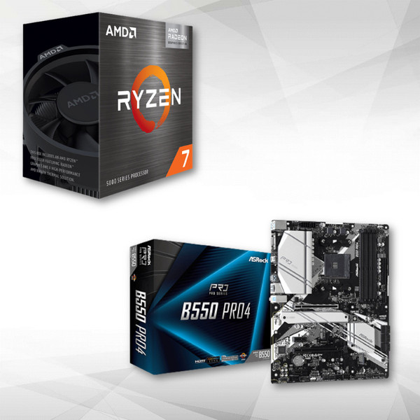 Packs Processeur, Carte mère et Mémoire Amd Ryzen 7 5700G - 3,8/4,6 GHz + AMD B550 Pro 4 - ATX
