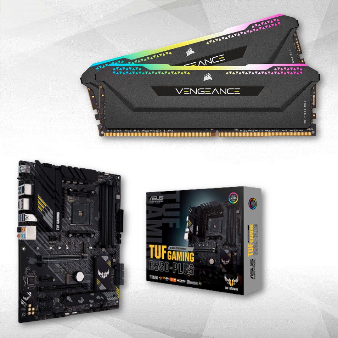 RAM PC Corsair Vengeance RGB PRO SL - 2 x 8 Go - DDR4 3600 MHz C18 - Noir + AMD B550-PLUS TUF GAMING - ATX