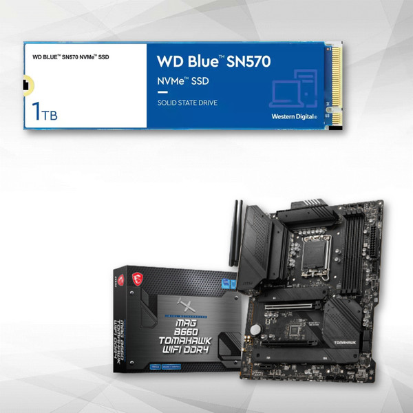 Carte mère Intel Msi Carte Mère MAG B660 TOMAHAWK WIFI DDR4 + Disque SSD NVMe™ WD Blue SN570 1 To