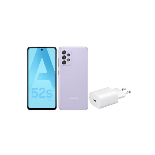 Samsung - Galaxy A52S - 128Go - 5G - Violet + CS rapide 25W, Port USB-C Blanc (sans câble) - Samsung Galaxy A52 Smartphone Android
