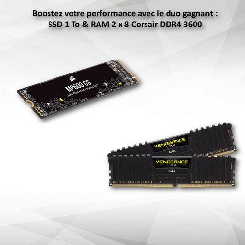 Corsair - CORSAIR SSD MP600 GS 1TO M.2 NVME PCIE GEN4 + Vengeance LPX - 2x8 Go - DDR4 3600 MHz - C18 - Noir - SSD Interne