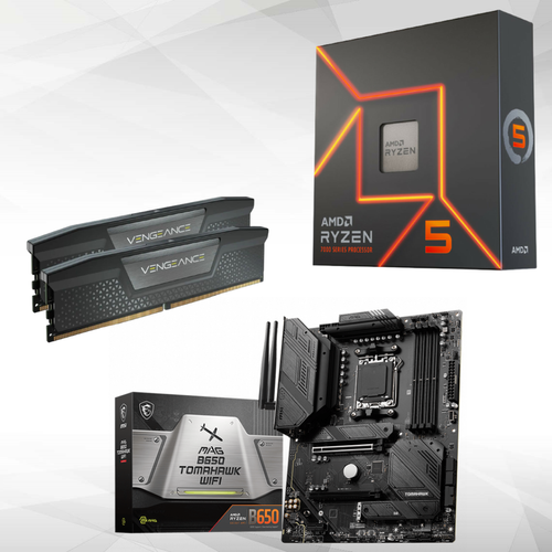 Amd - AMD Ryzen 5 7600 + MAG B650 TOMAHAWK WIFI + Corsair VENGEANCE DDR5 5600 32GB (2x16GB) - Soldes Kit d'évolution