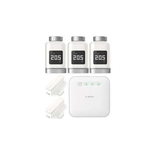 Bosch - Bosch Smart Home - Kit de démarrage chauffage II avec 3 thermostats et 2 contacts porte/fenêtre II - Maison connectée