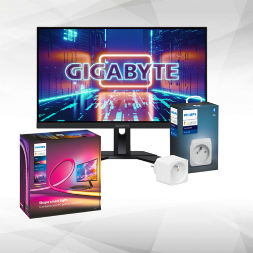 Gigabyte -Pack Gaming immersif - Moniteur Gigabyte 27" (LED M27Q) + Pack Lightstrip PC Philips Hue 24/27" (prise connectée Hue inclus) Gigabyte  - Moniteur PC Dalle ips