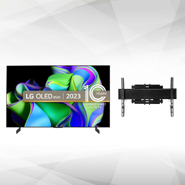 TV 40'' à 43'' LG TV OLED 4K 42" 106 cm - OLED42C3 2023 + Montage TV Mural mouvement intégral - Noir