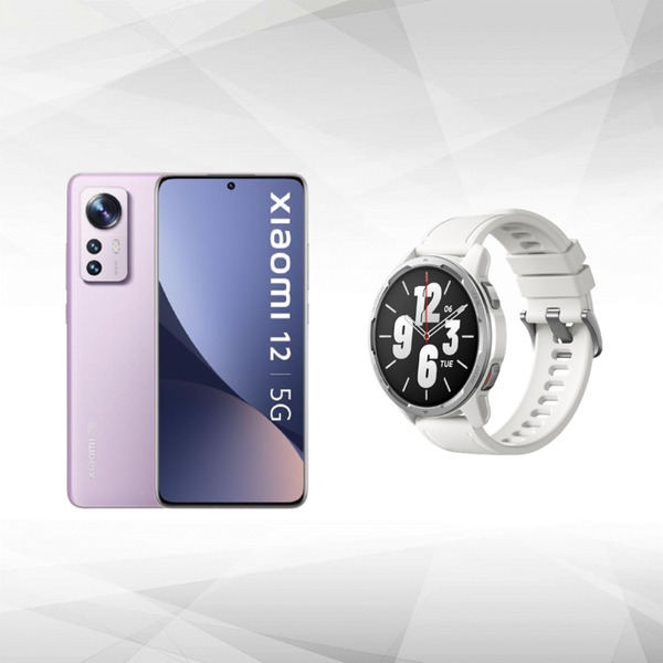 Smartphone Android XIAOMI 12 - 8/256 Go - Violet + Montre Connectée Femme Xiaomi Watch S1 Active GL - Bracelet Silicone Blanc