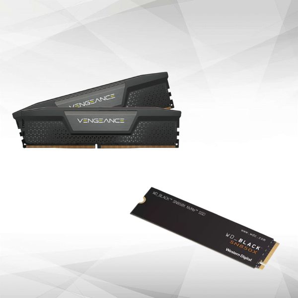 RAM PC Corsair VENGEANCE - 2x16Go  - DDR5 5600 Mhz - CAS 36 - Noir + SSD WD_BLACK SN850X NVMe™ -1000Go -  PCIe Gen4 x4