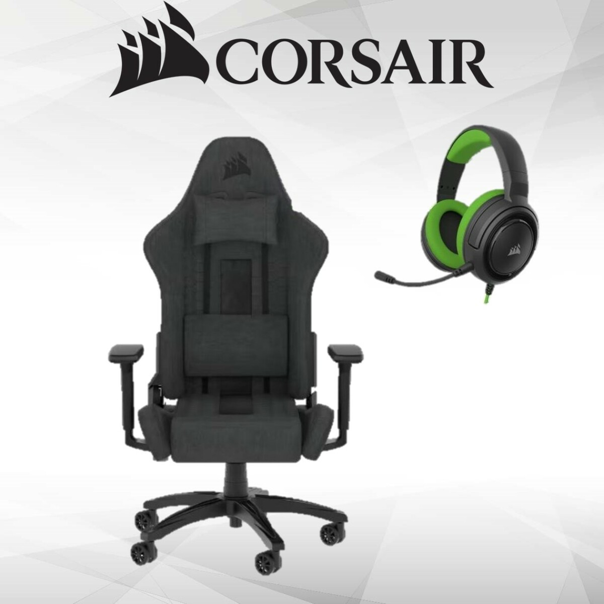 Chaise gamer Corsair TC100 RELAXED Fabric - Noir/Gris Inclinable + HS35 - Filaire OFFERT