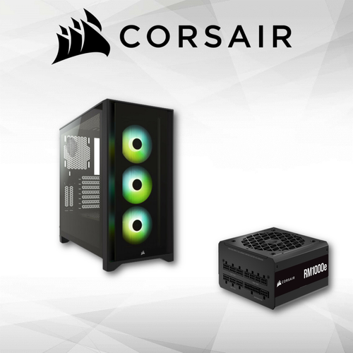 Corsair - iCUE 4000X RGB Tempered Glass (Noir) + RM1000e 80PLUS Gold - ATX 3.0 - Boitier PC