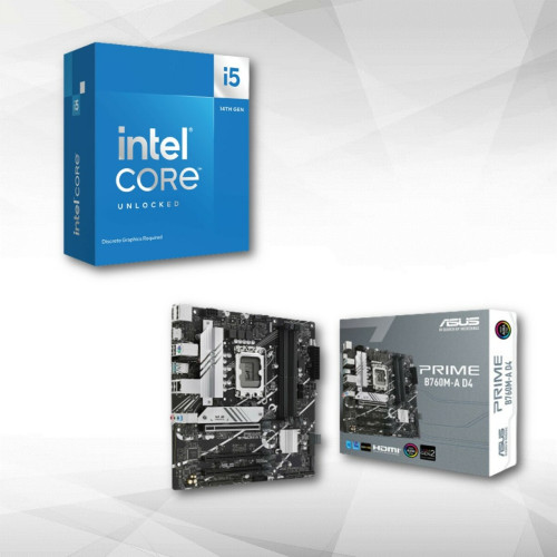 Asus - PRIME B760M-A D4 + Intel Core i5-14600K (3.5 GHz / 5.3 GHz) - Carte Mère Asus