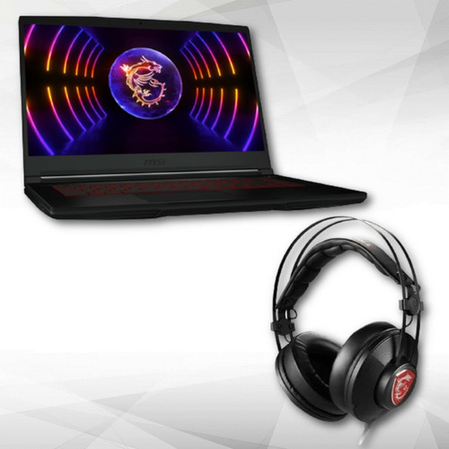 Msi - Casque gaming H991 - Filaire - Noir/Rouge + Thin GF63 12VE-064XFR Msi   - Micro-Casque Filaire