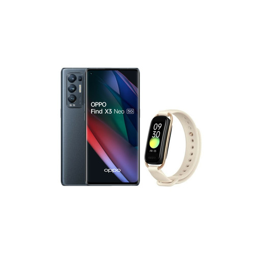 Oppo - Find X3 Neo 5G - 256 Go - Noir + Band Style - Vanille - Smartphone Android