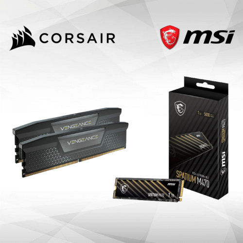 Corsair - VENGEANCE 2x16Go - DDR5 5200 Mhz  - CAS 40 - Noir + Disque SSD - SPATIUM M470 PCIe 4.0 NVMe M.2 1TB Corsair  - RAM PC 32