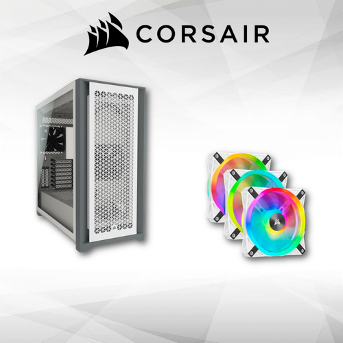 Corsair - 5000D Airflow (Blanc) + QL120 Triple Pack - Blanc - RGB - 12 cm - Soldes Corsair